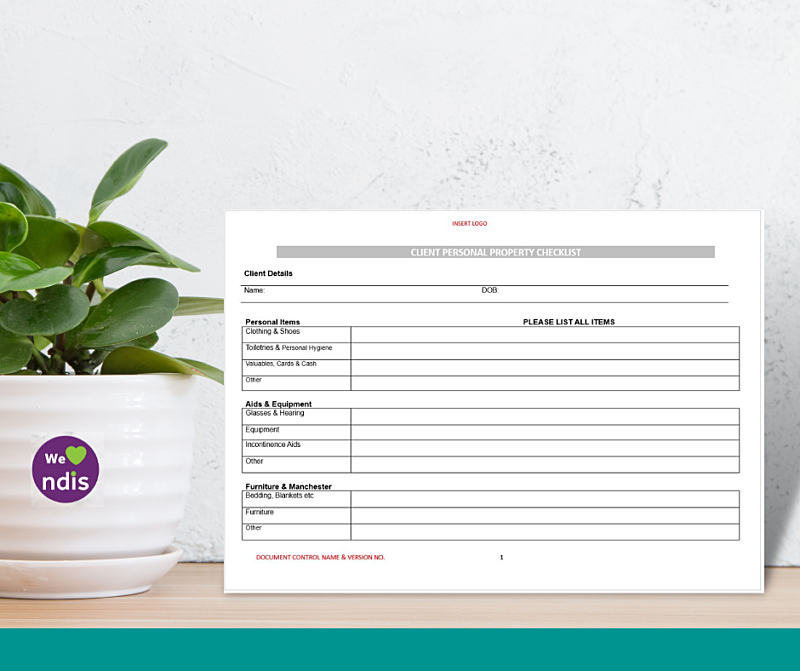 Client Personal Property Checklist Form