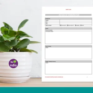 Record of Conversation Form - Support Coordinator